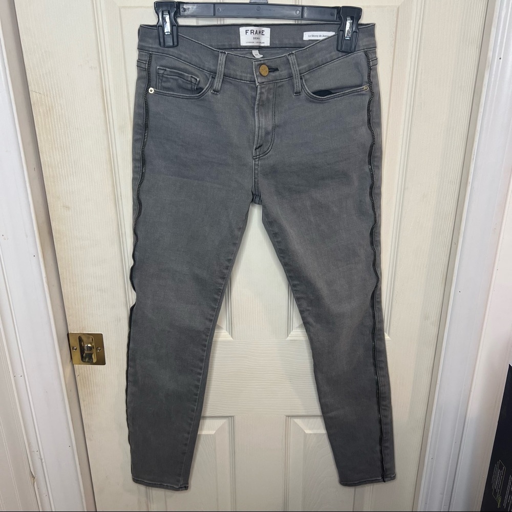 FRAME Le Skinny de Jeanne Skinny Jeans gray Thatcher zipper Detail